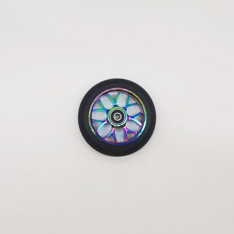 PU 100mm 110mm 120mm Replacement Scooter Parts Accessories rubber Push Kick Stunt metal core Scooter Wheels with Bearings