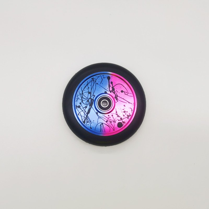 PU 100mm 110mm 120mm Replacement Scooter Parts Accessories rubber Push Kick Stunt metal core Scooter Wheels with Bearings