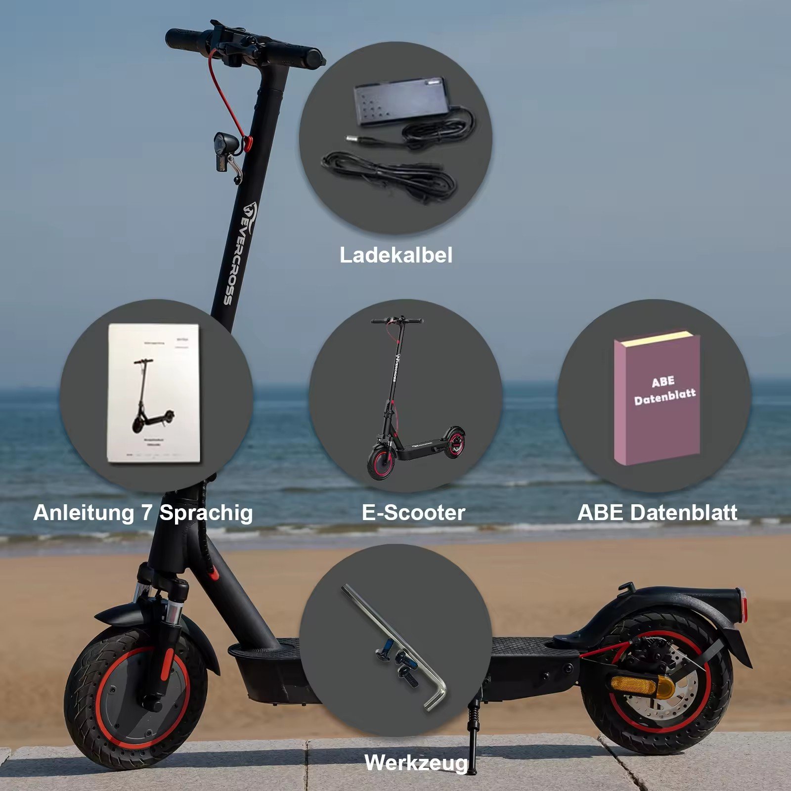 EU Warehouse EVERCROSS EV10K Pro ABE Electric Scooter for Adult 35KM Range High Speed 25km/h Folding E scooter