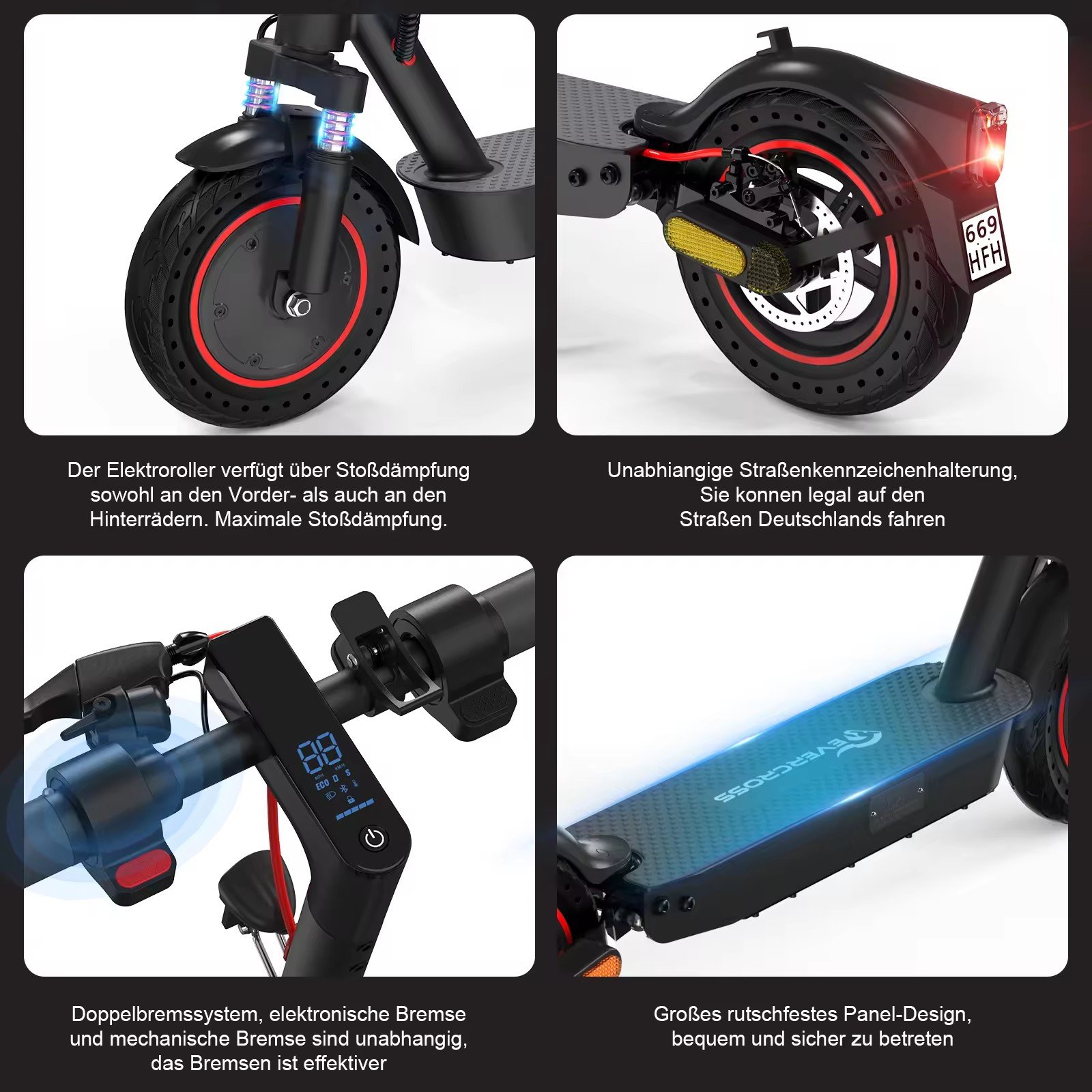 EU Warehouse EVERCROSS EV10K Pro ABE Electric Scooter for Adult 35KM Range High Speed 25km/h Folding E scooter