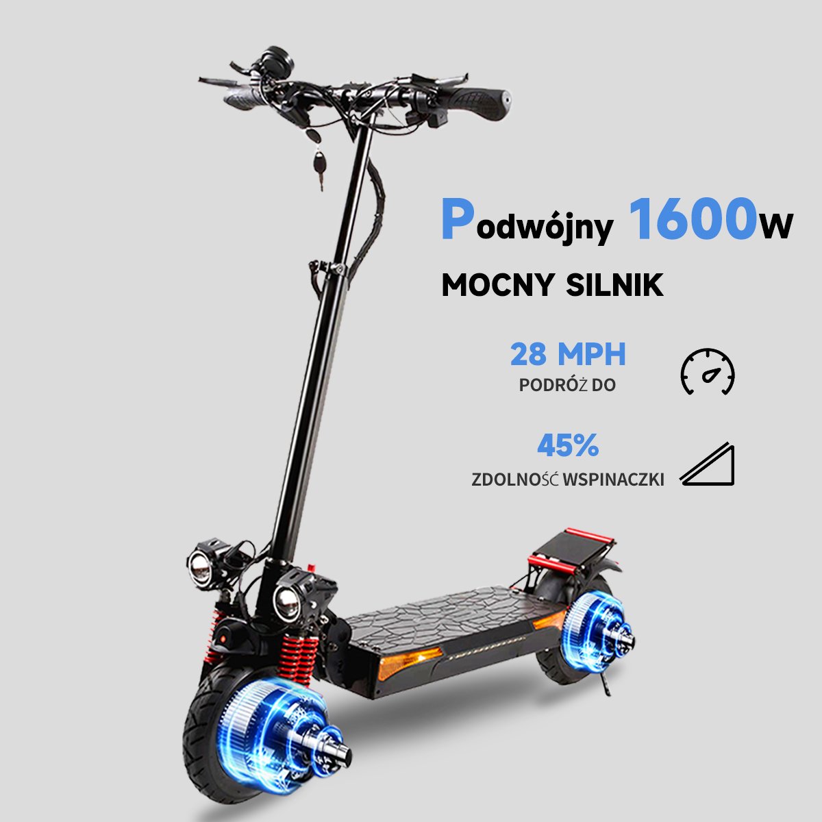 New 1200W 17.5Ah 10Inch Foldable Electric Unicycle Scooter China-Made Portable Self-Balancing Device with Rear Protector Parts