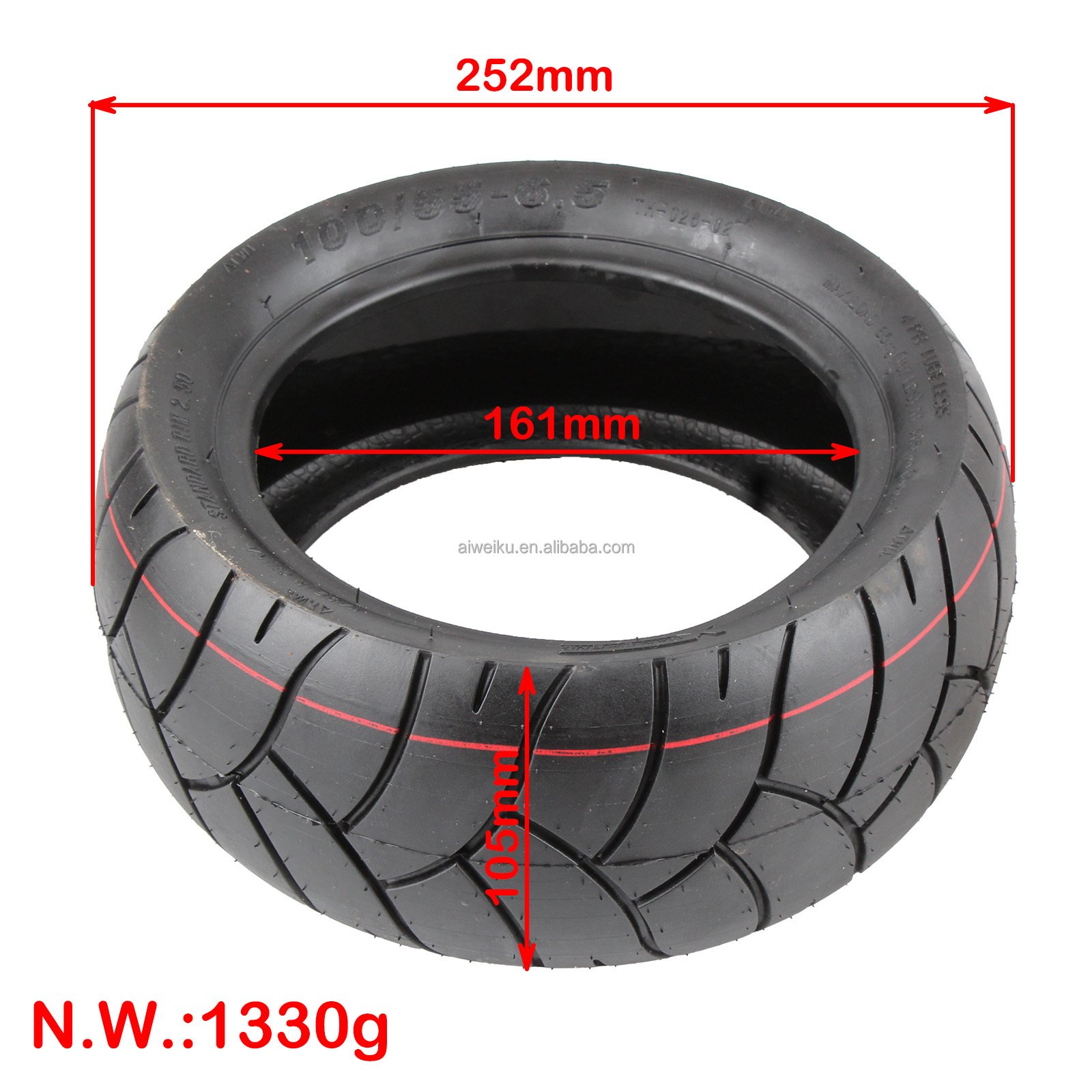 100/55-6.5 Jelly Gel Self-repairing Tire 90/65-6.5 100/65-6.5 Upgraded Anti Puncture Tubeless Tyre for Electric Scooter Parts