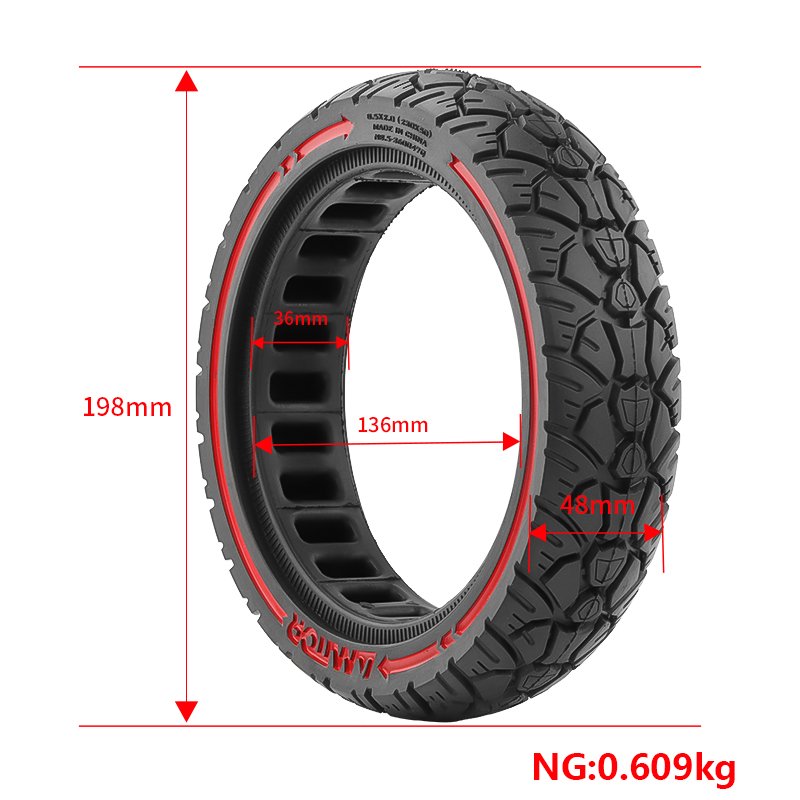 8.5 Inch X2.0 Scooter Solid Tire Amitor Electric Scooters Off-road Solid Rubber Tire Red Trim M365/pro Scooter 8 1/2x2.0