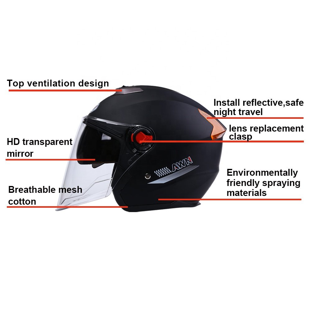 Hot Selling Dual Lens ABS 3/4 Half Face Motorcycle Motorbike Helmet Motorcycle Manufactures Off road