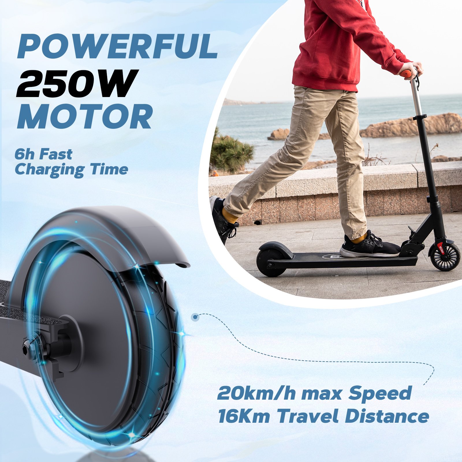EU warehouse RCB 350w 7.5ah 36v led foot balancing scooter 2 wheel kids scooter folding kick kids electric scooter wholesales