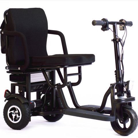 Transport wheelchair lightweight foldable 3 wheeled scooter bike with backpad for adults/elderly