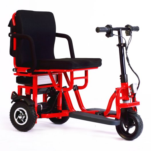 Transport wheelchair lightweight foldable 3 wheeled scooter bike with backpad for adults/elderly