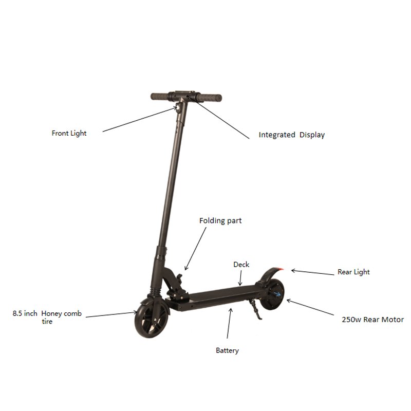 Custom OEM Smart E Scooter 250 Watt Lightweight City Two Wheels Intelligent Foldable Motorize Fastest Electric Scooter