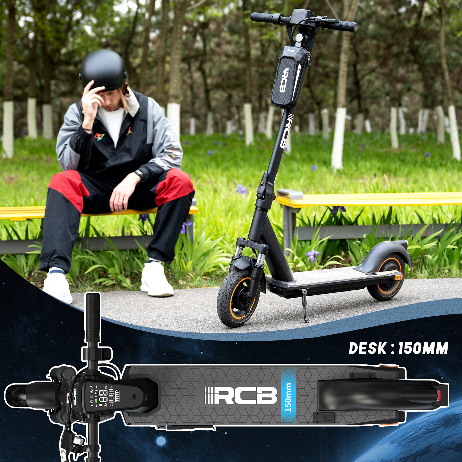 RCB EU Stock 10inches Fat Solid Tyre Electric Scooter Powerful 36V 500W Electric Scooters ABE with APP