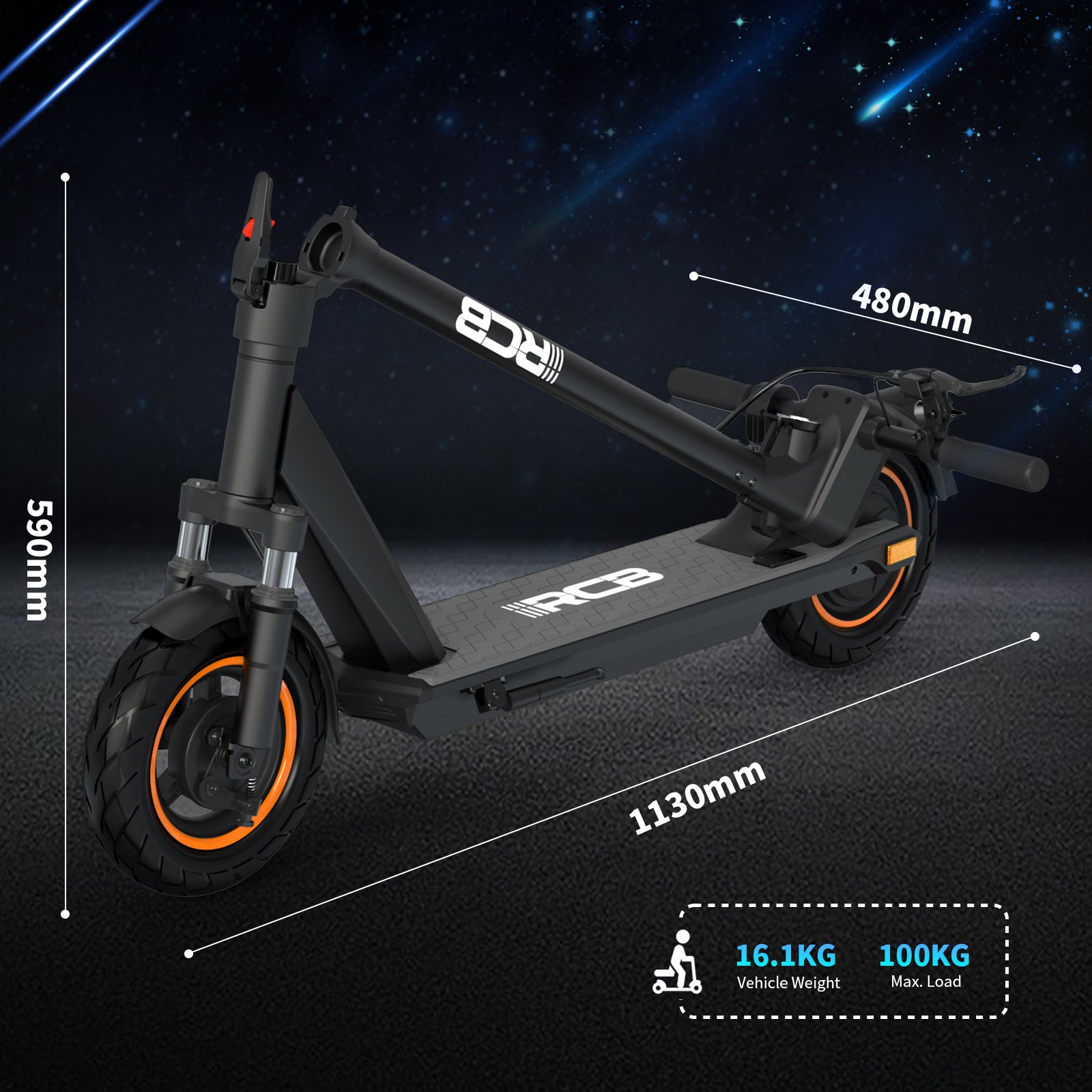 RCB EU Stock 10inches Fat Solid Tyre Electric Scooter Powerful 36V 500W Electric Scooters ABE with APP