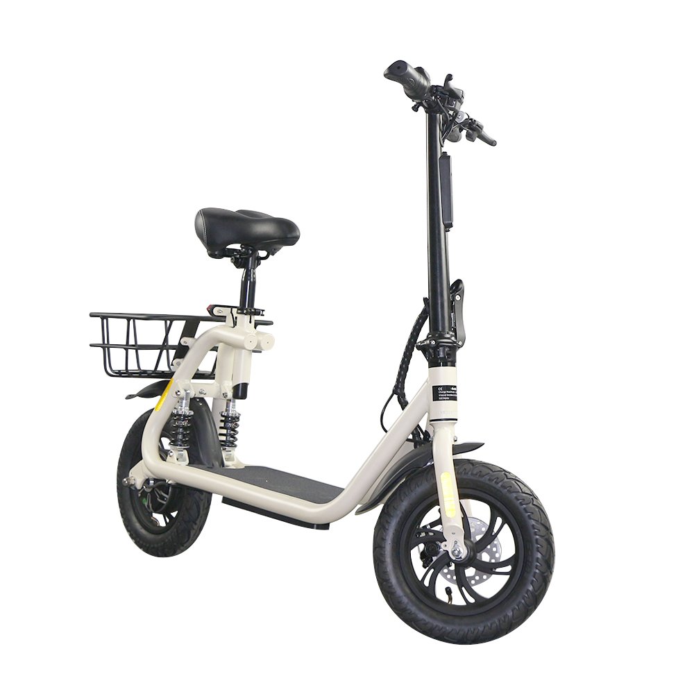 ESWING 500w 12Inch electric scooter bike 2 Wheel Shock Absorber Electric Scooter With Seat And Basket