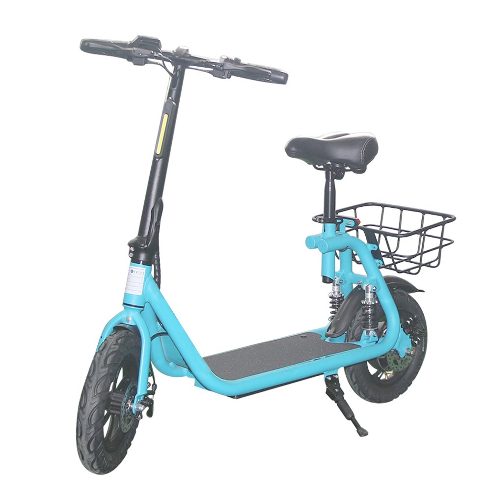 ESWING 500w 12Inch electric scooter bike 2 Wheel Shock Absorber Electric Scooter With Seat And Basket
