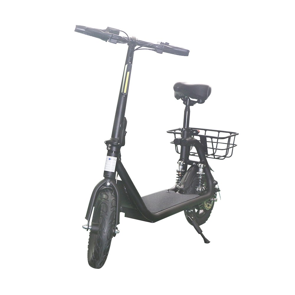 ESWING 500w 12Inch electric scooter bike 2 Wheel Shock Absorber Electric Scooter With Seat And Basket