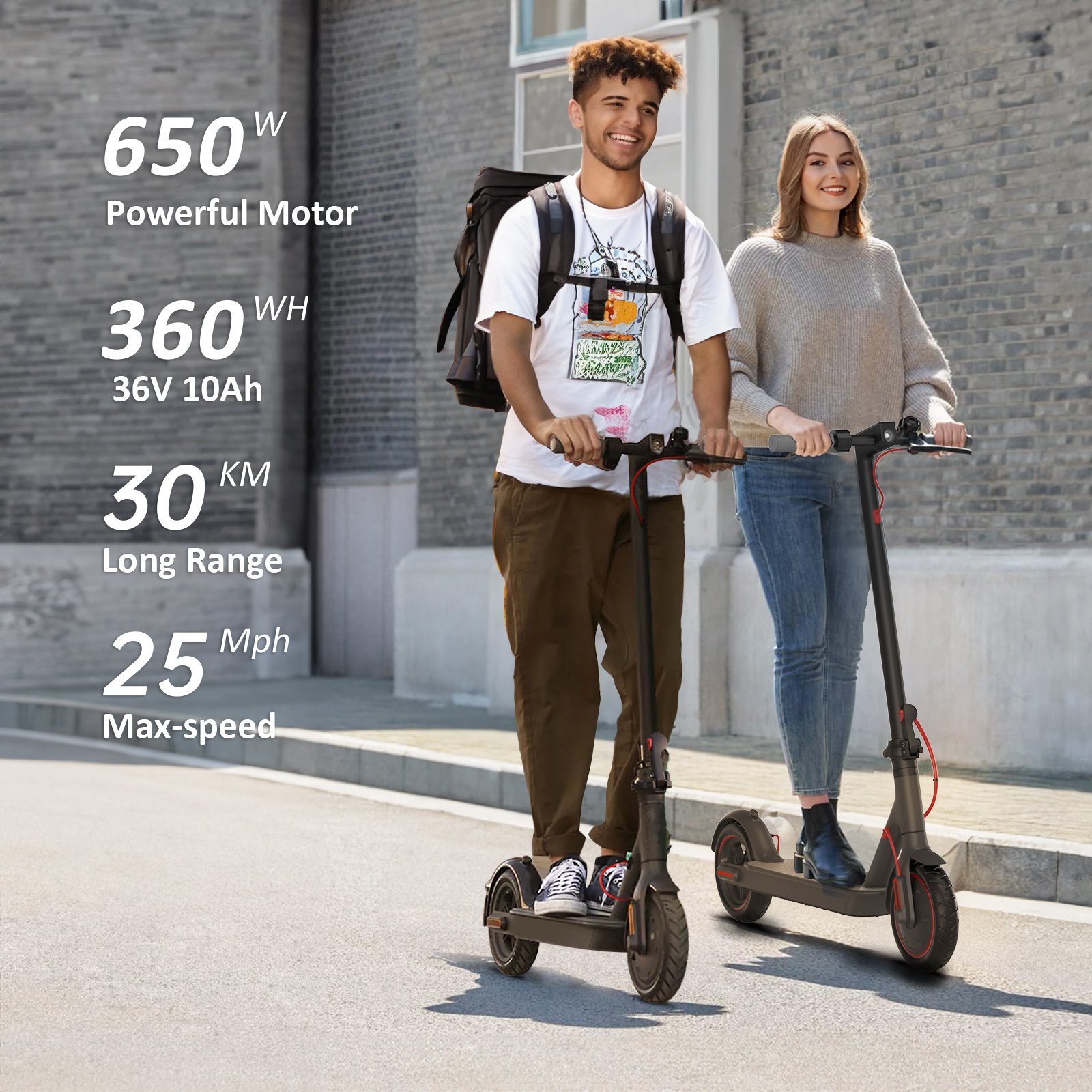 EU Warehouse 650W 30km Range 36V 10Ah Battery Dual Brakes 8.5-Inch ASPEKTS A20 Pro Folding Electric Scooter for Adults