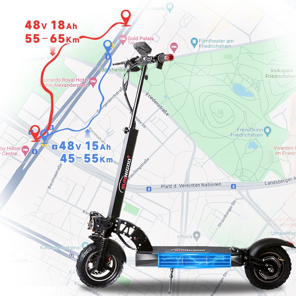 High Power Scooters Electric Best Off Road Air Tire Electric Scooter For Adults Sunnigoo Factory 48V800W Electric Scooter