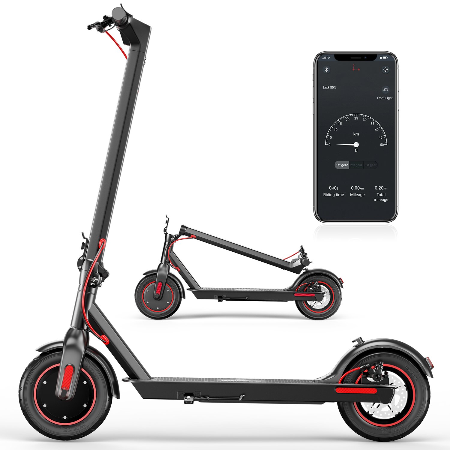 Max Adult Electric Scooter 36V 500W Foldable Smart E Scooter 50Km Distance 10Inch Fat Tire Skateboards US EU Stock