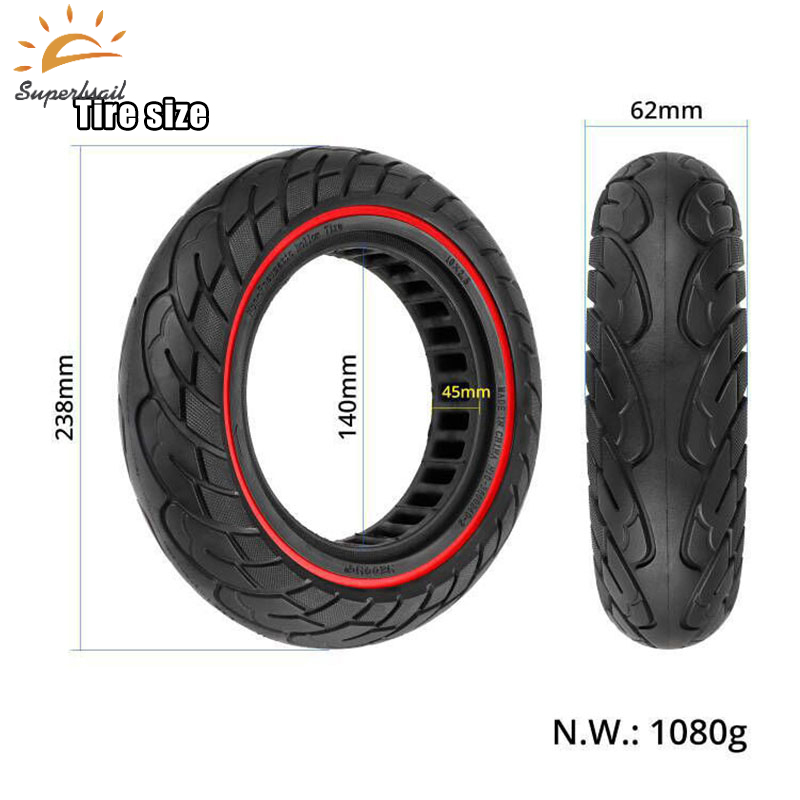 Superbsail Hollow Honeycomb Solid Tire 10 Inch 60/70-6.5 Electric Scooter Tubeless Front Rear Tire For Ninebot Max G30