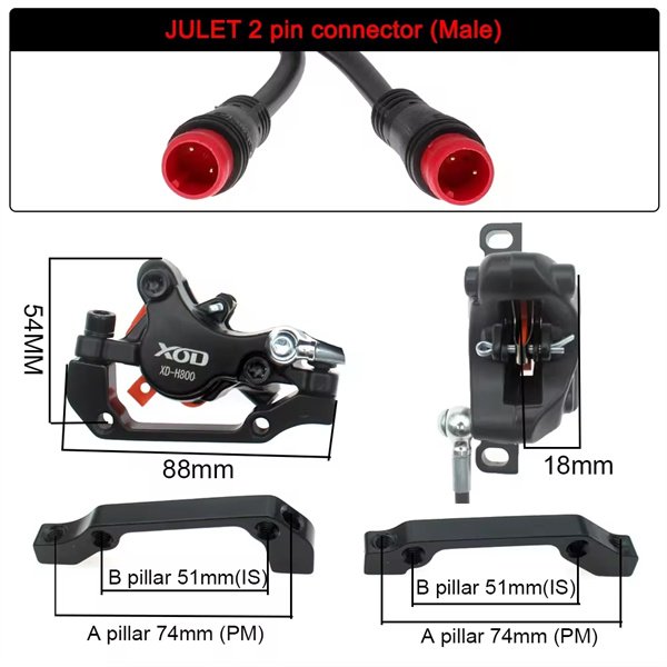 Electric scooter parts 2 piston 4 piston Disland XOD KTET hydraulic oil brake disc brake for electric scooter