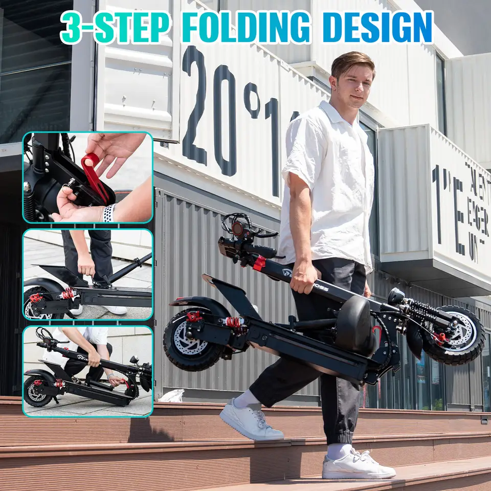 EVERCROSS 800W 15Ah 48V 10Inch Electric Scooter Off Road Tires Folding with Seat for Adult