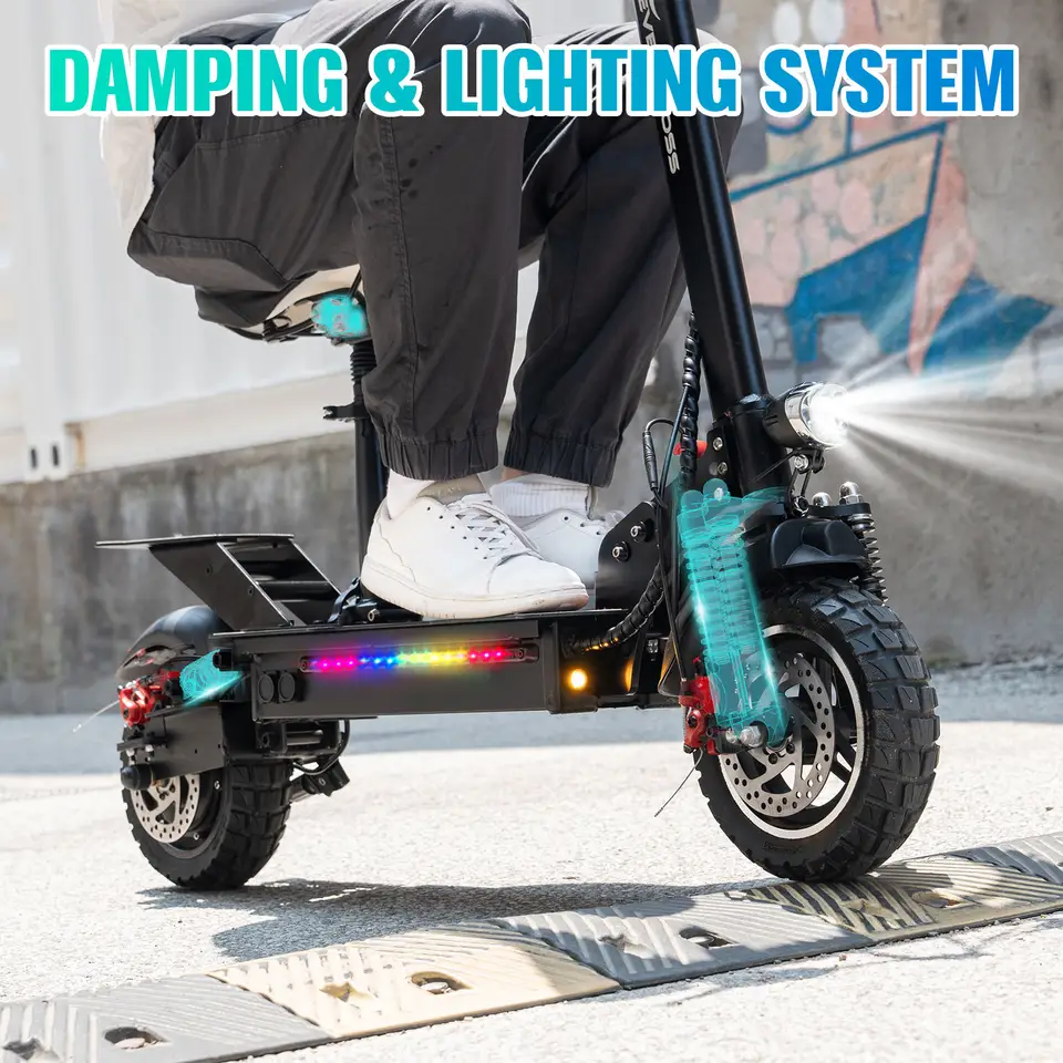 EVERCROSS 800W 15Ah 48V 10Inch Electric Scooter Off Road Tires Folding with Seat for Adult