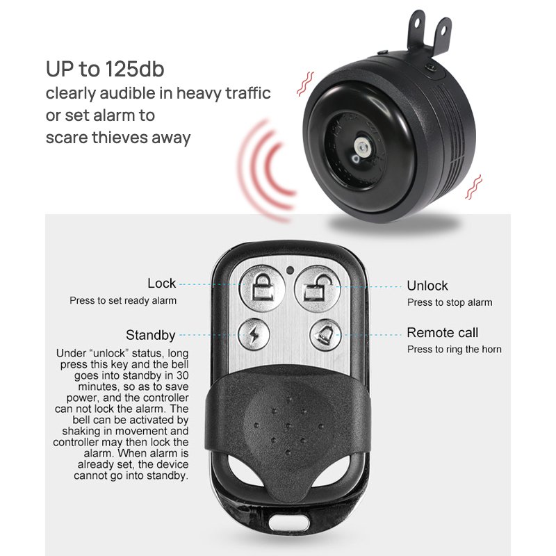 Superbsail Fedog F119 Bike Ebike Electric Horn Alarm Electric Bell Loud Horn Bike Bell Two Remote Controller Scooter Horn Alarm