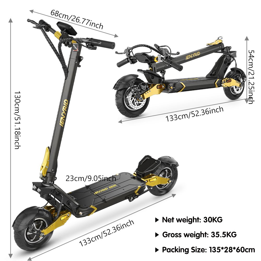 Smart Scooters Best selling iENYRID ES30 Electric Scooter with 50-70KM Long Range 52V/20AH 1200W*2 Battery Fat Tire Escooter