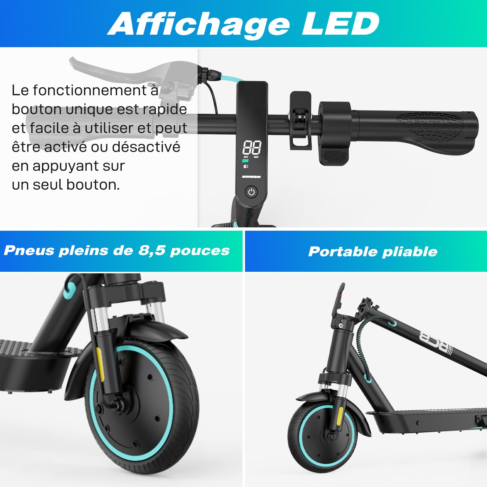 New arrivals 8.5 honeyconb 350w electric scooter eu warehouse RCB R17 kick folding mobility e scooter