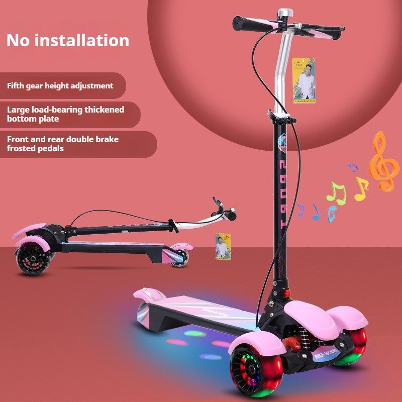 Factory Custom 3-Wheel Kick Scooter for Kids Mini Flashing PU Wheel Scooter for Ages 6-8 Years