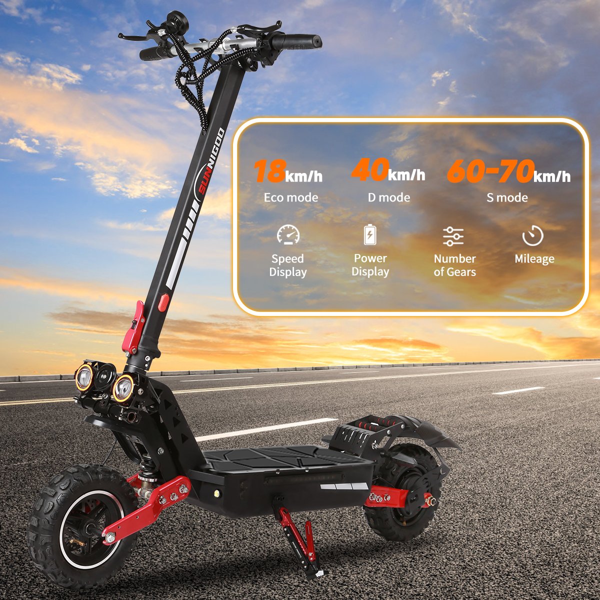 SUNNIGO New Original Dualtron 60v 5600w Scooters With Lithium Battery 30ah High Speed Powerful Daul Motor Electric Scooter