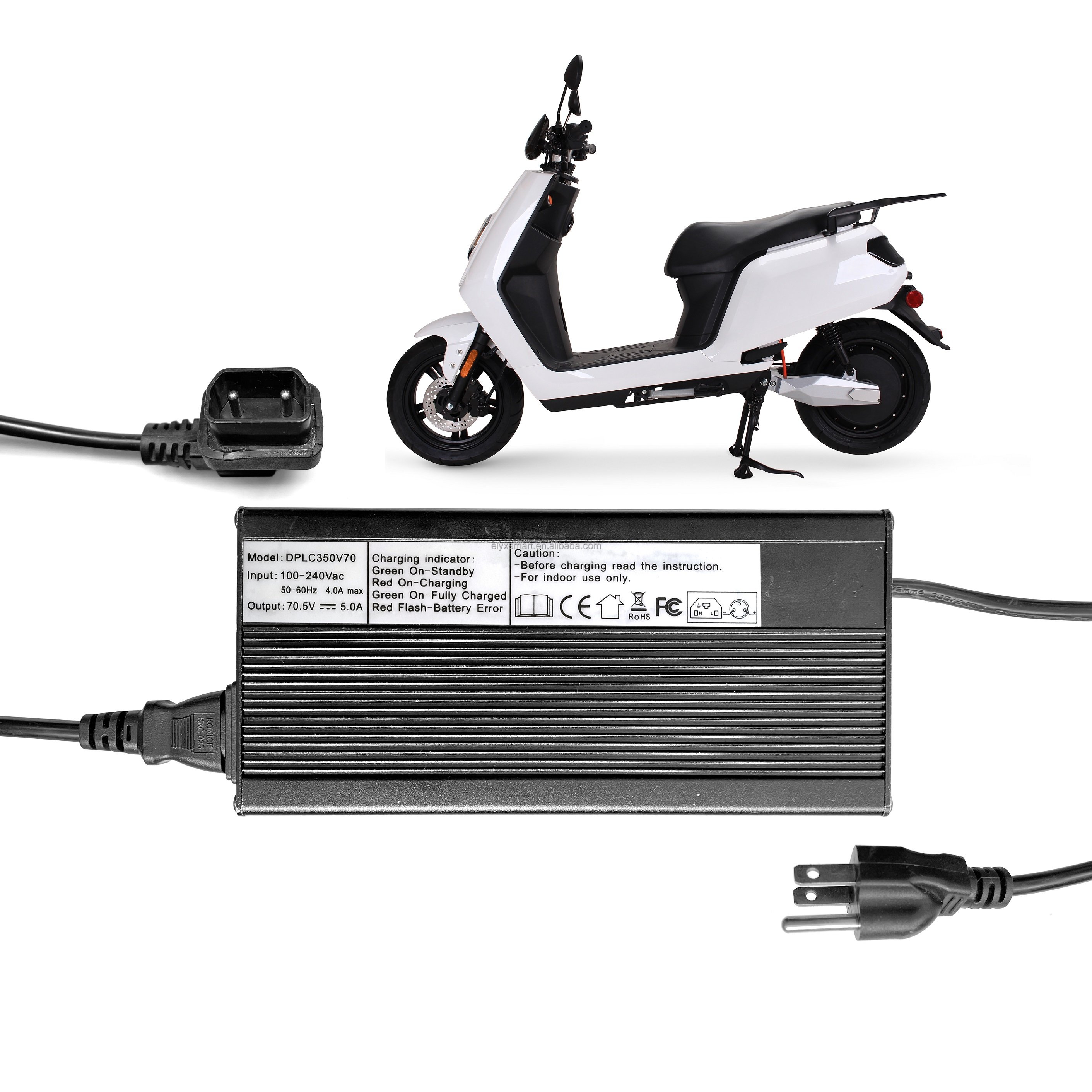 Elyx Zebra Ebike Dazz E Moped Electric Scooter Parts 60V30Ah Lithium Battery Charger DPC350W Zebra Scooter Parts 5A Fast Charger