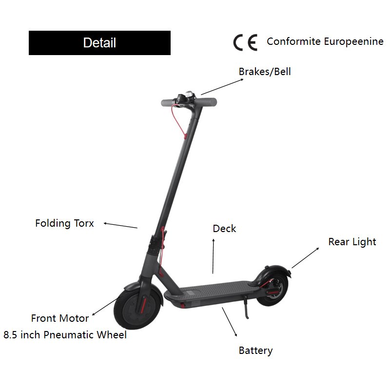 Competitive Price Scooter Foldable 36V Build-in Light Adult 8.5 inch Big Tire Electric Scooter with Pedal Assisted