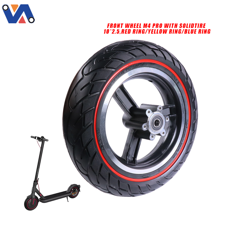 New Image Scooter Front Wheel M4 Pro With Solid Tire10*2.5 For Kugoo M4 PRO Electric Scooter Spare Parts Colorful Ring Wheel