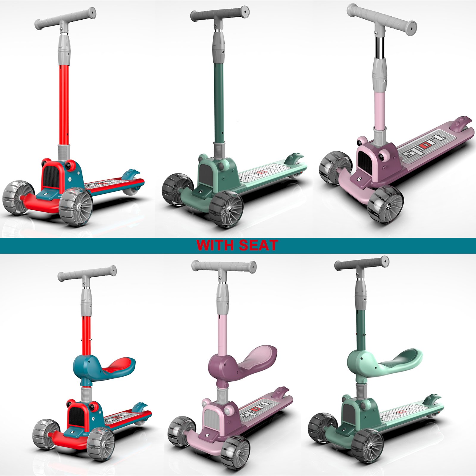 3 wheels foldable kids music scooter with seat best sale cheap music children kids child baby scoter manufactures