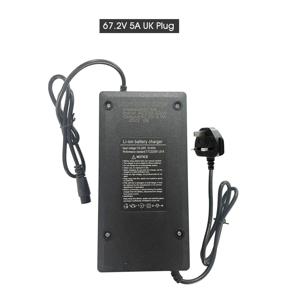 67.2V 5A Faster Chargers Charger Adapter for 60V E Scooter Lithium Battery Charger High Quality E-bike