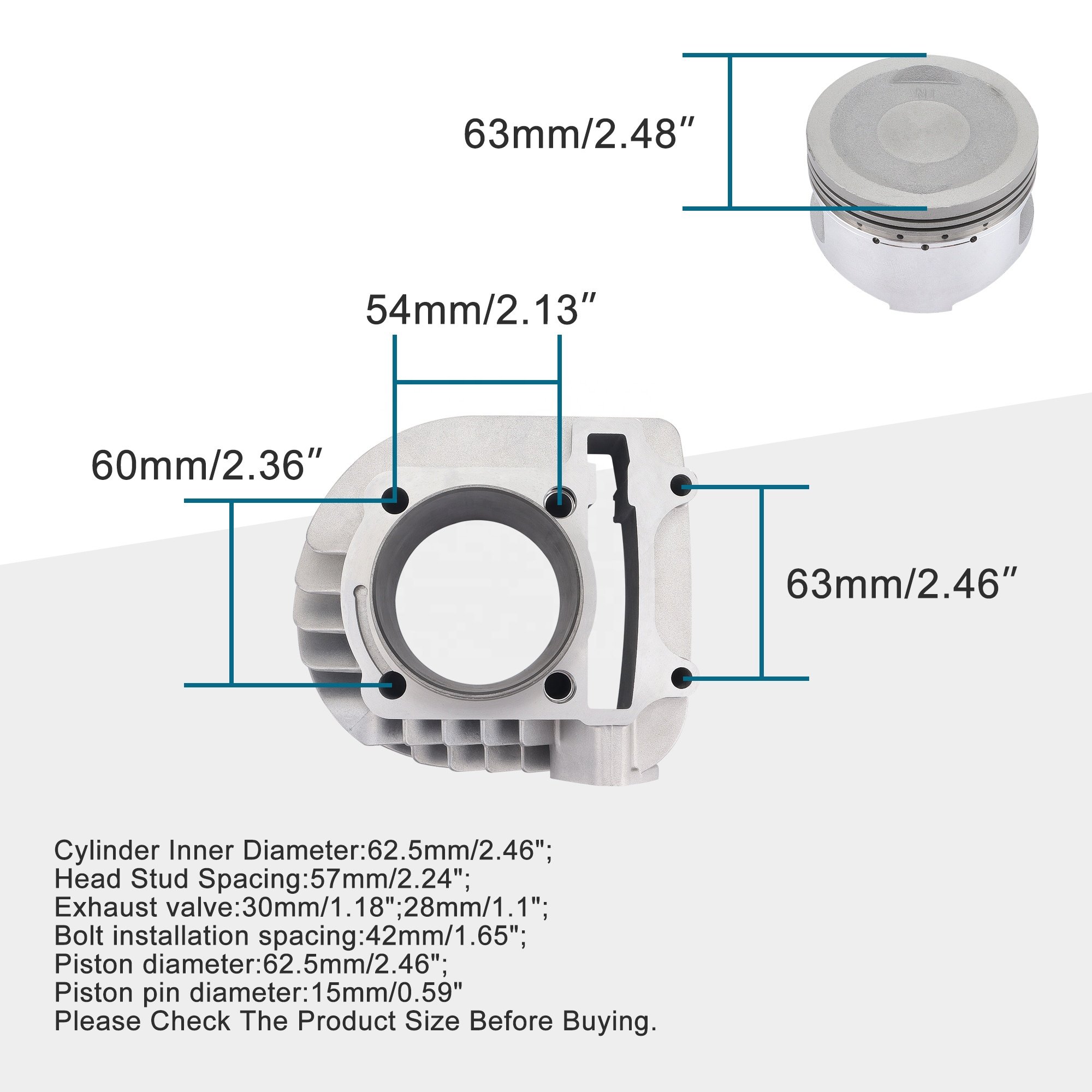 GOOFIT 63mm Engine Parts Cylinder Liners Heads Block Kit Replacement For GY6 180cc 200cc 250cc ATV Off-Road Vehicle