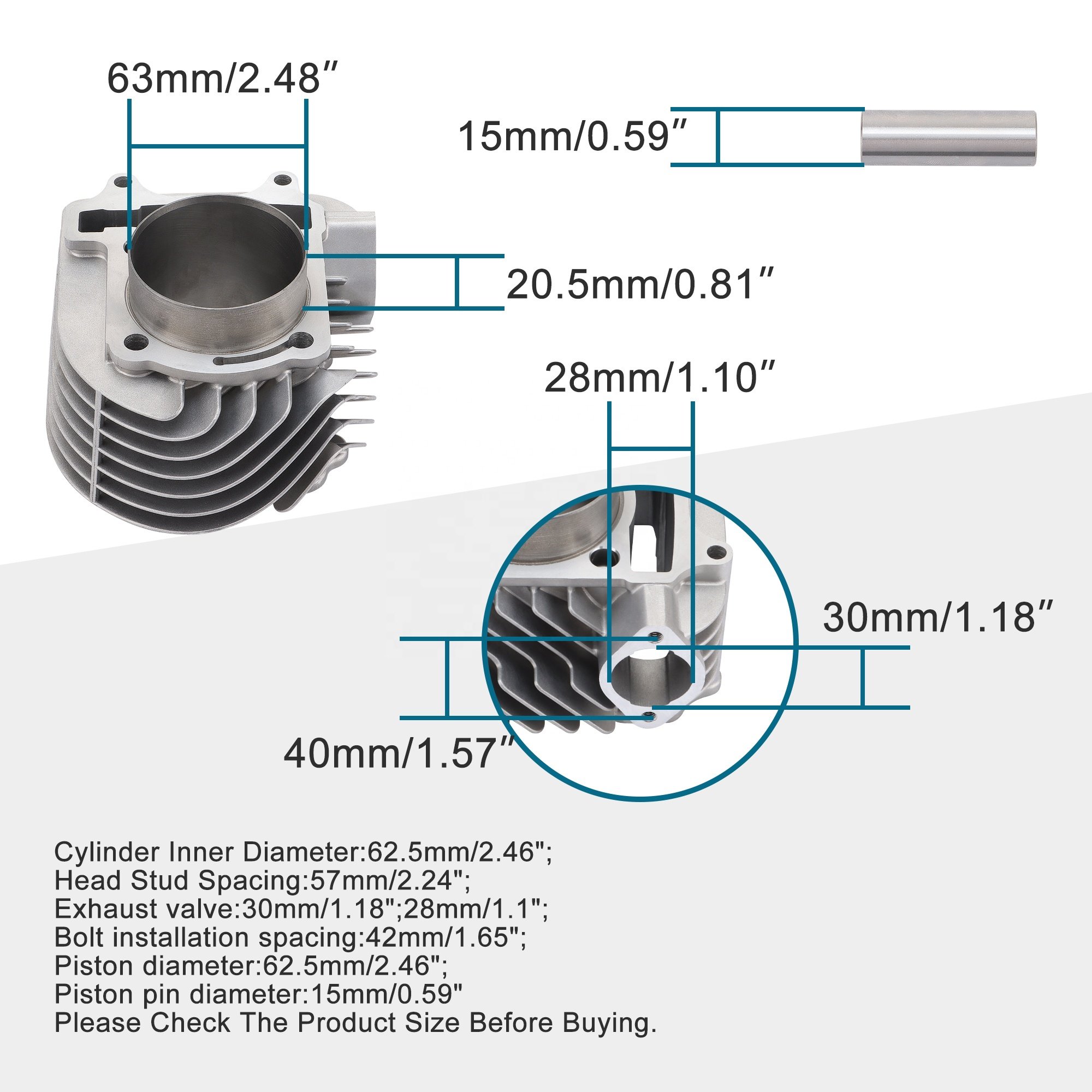 GOOFIT 63mm Engine Parts Cylinder Liners Heads Block Kit Replacement For GY6 180cc 200cc 250cc ATV Off-Road Vehicle