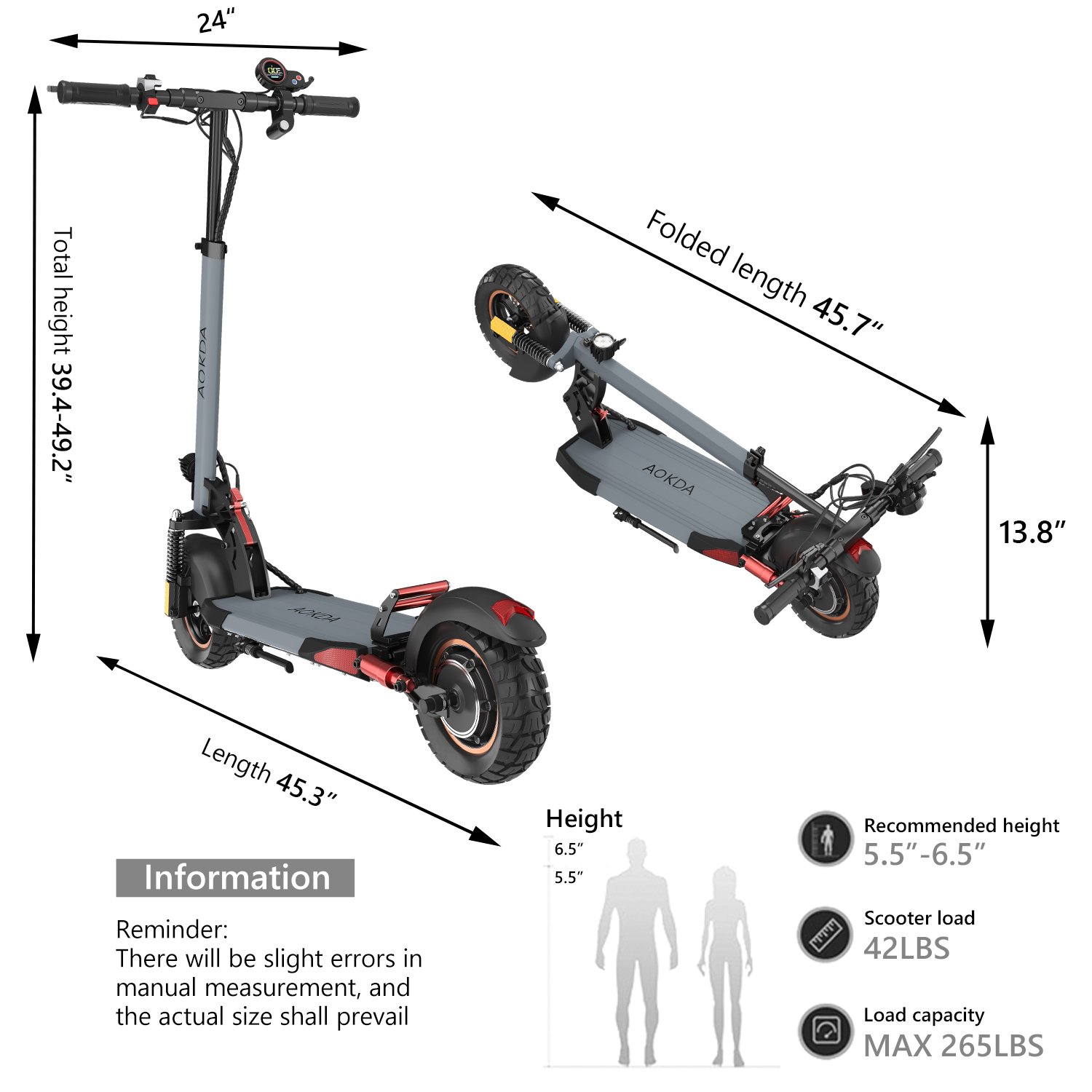 Commuting AOKDA A1 10-Inch 800W Electric Scooter with 45km/h Max Speed Foldable Design EU/US Stock