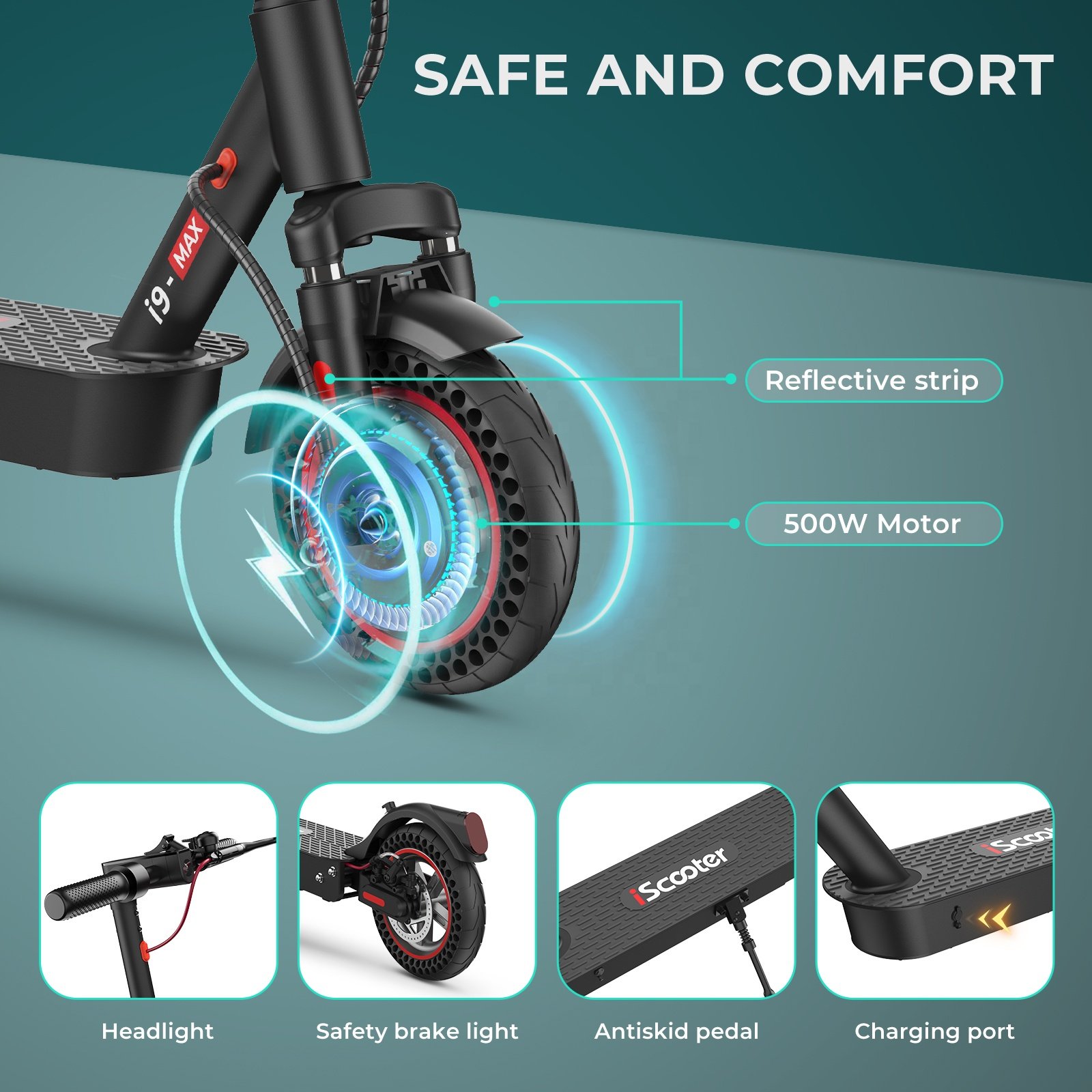 10Ah 500W 30km/h iScooter i9Max Kick Electric Scooter EU warehouse No Tax Fast electric scooter Foldable Electric Scooter Adult
