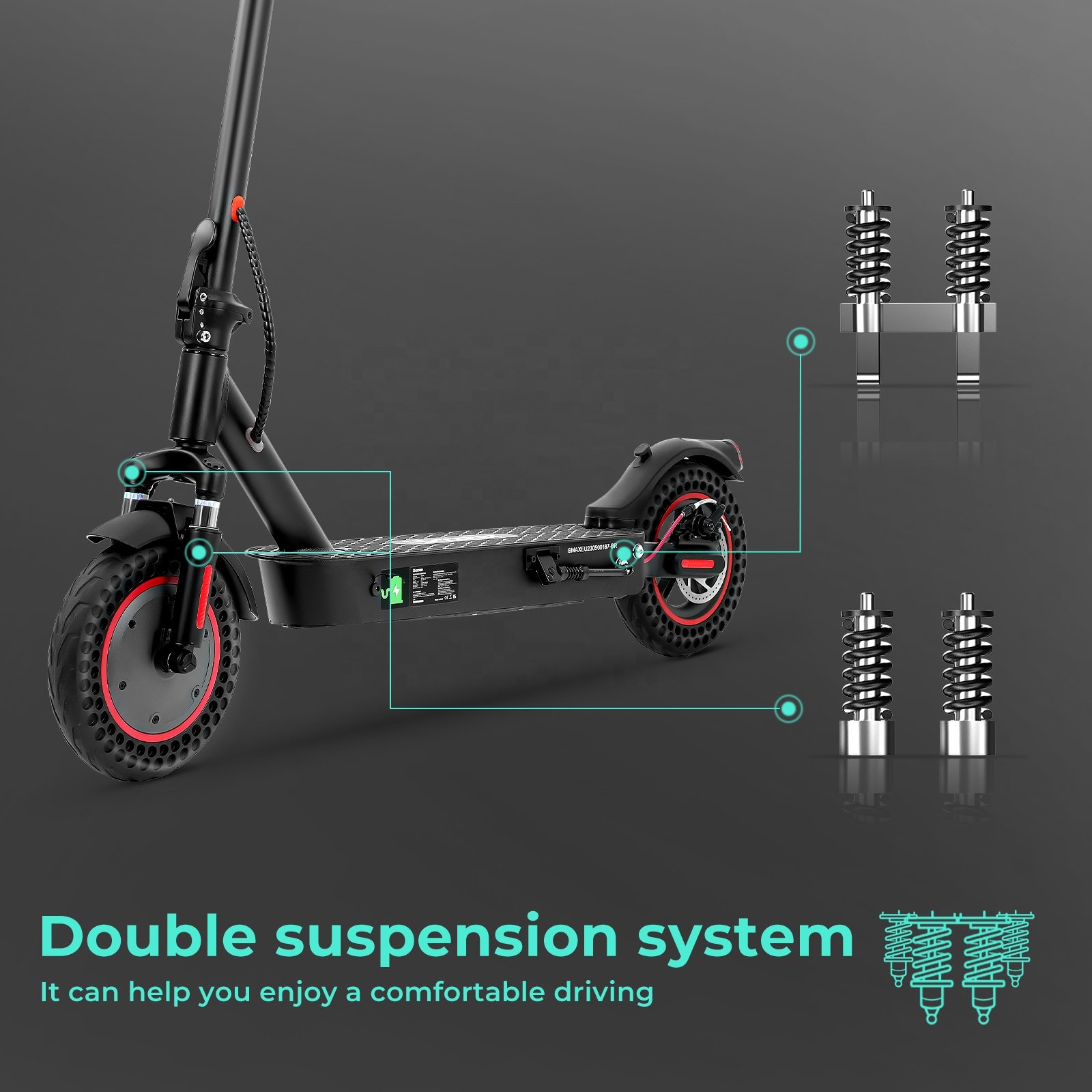 iScooter i9Max 500W Electric Scooter for Adults 30km/h 10Ah Battery 10 Inch Honeycomb Tire Foldable E-Scooter with App Bag