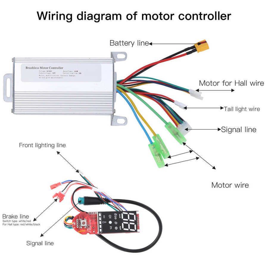 36V350W Brushless Controller Accelerator Headlight Tail Light Handlebar Lever Parts For M365 /M365 Pro Electric Scooter