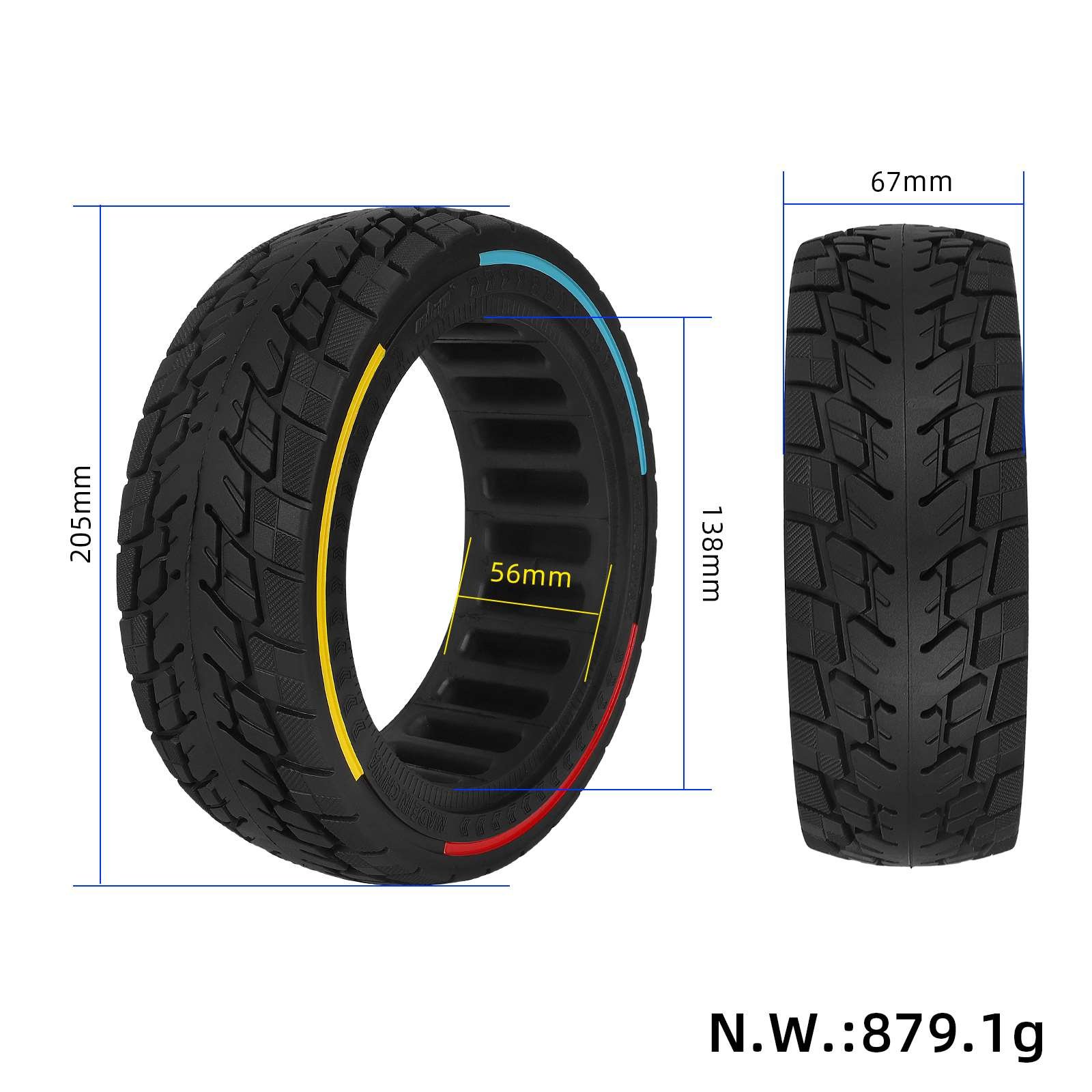 8.5*2.5 Off-Road Solid Tire 8.5 Inch Wheel Solid Tires With Three Colours Circle For Dualtron Mini Motor Scooter Tyres Parts