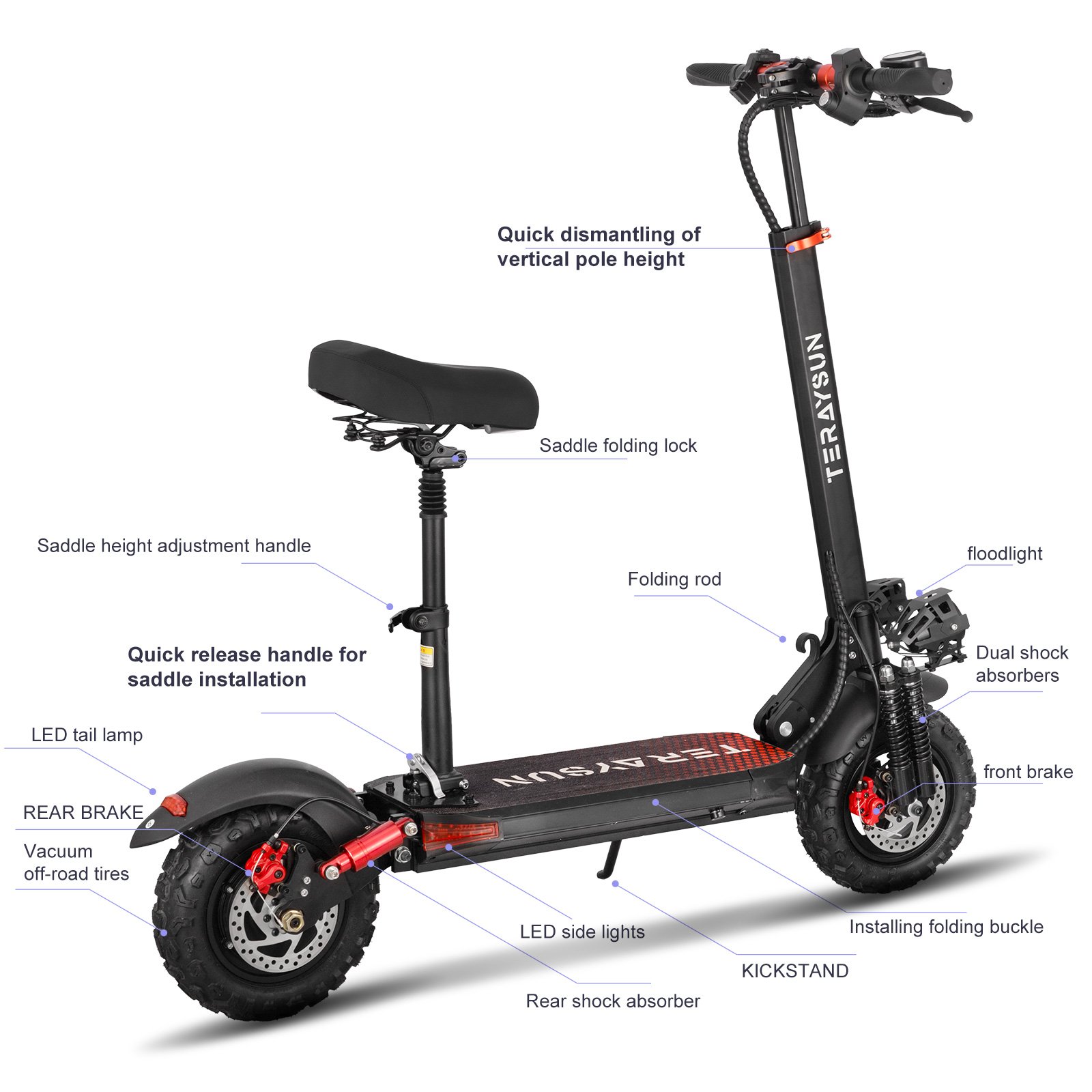 Foldable 1200W 11" off-road tires Electric Scooters e scooter mobility scooter Direct shipping from US warehouse