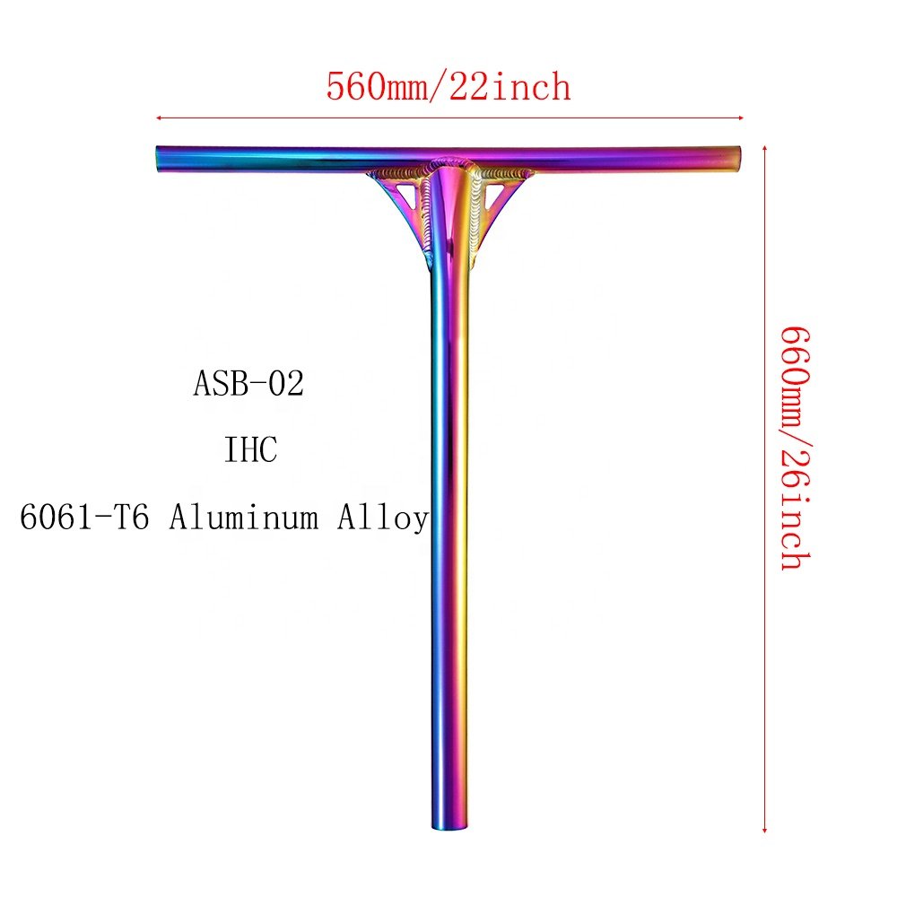 Huoli 660mm*560mm Pro Stunt Scooter IHC T Bar High Quality part custom 6061-T6 Aluminium Handlebar for Kick Scooters