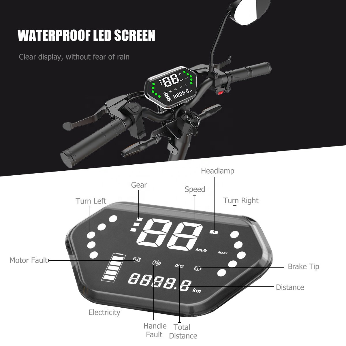 48V Dual Motor 3 Wheel Waterproof Electric Scooters Lithium Battery Max Load 150KGS Adult E Scooter