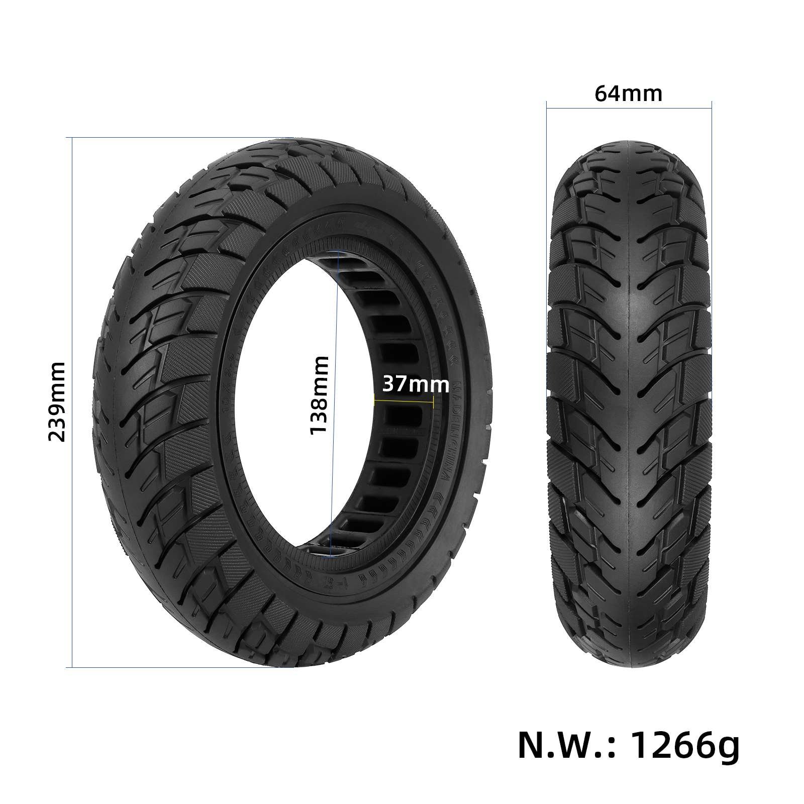 EU Warehouse Ulip 10*2.5 (37mm slot)Off-road Solid Tire 10x2.5 with 10 Inch Solit Tire for Electric Scooter Tire Replacement
