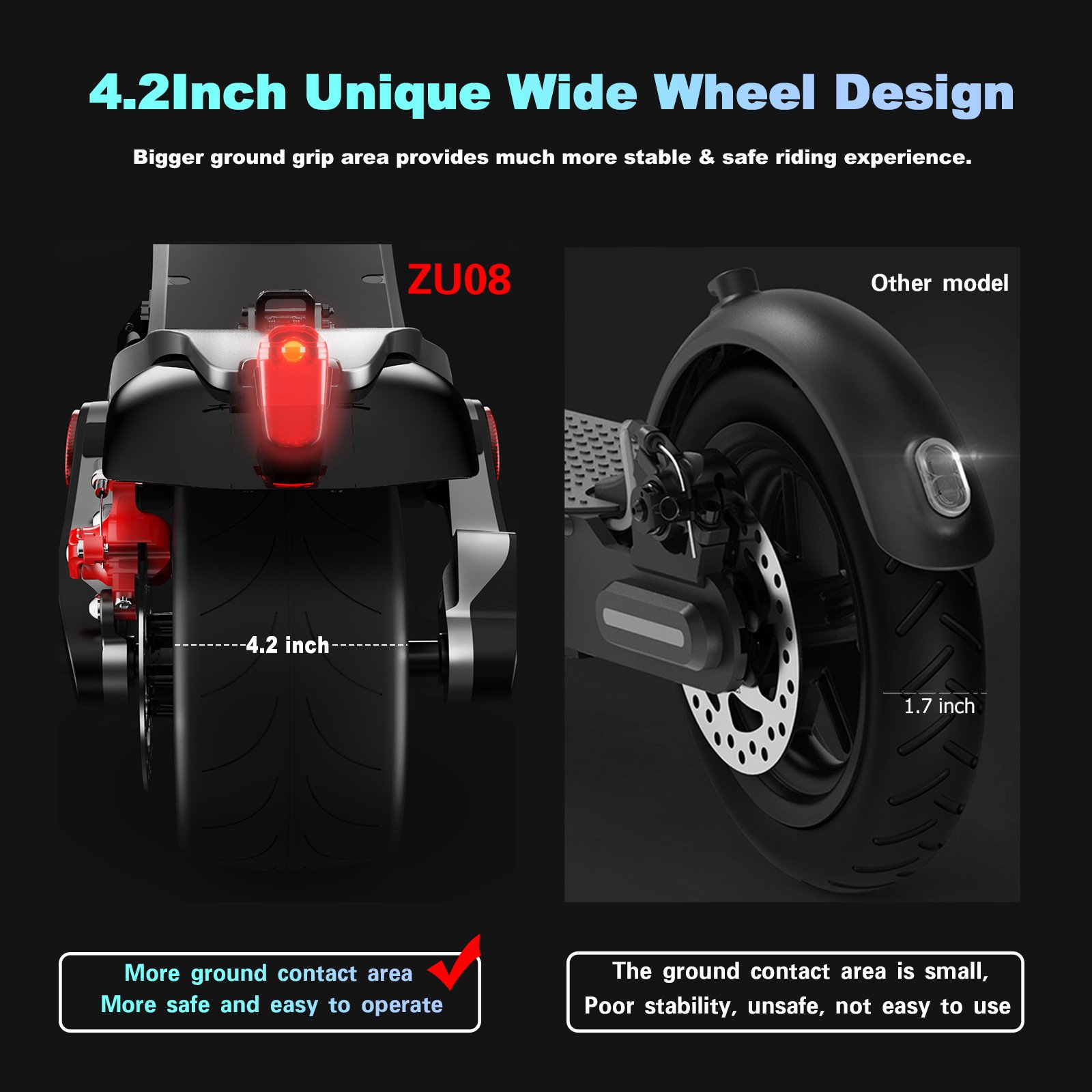 Zon Doo ZU08 In Stock Adult Electric Scooter with Smart App, 9 Inch Wide Wheel Solid Tires , Folding Electric Scooter.