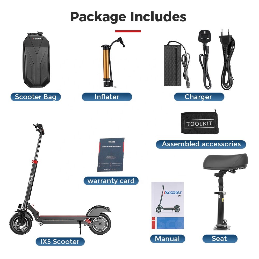 10 Inch iX5 1000W 15AH 48V 45KM Powerful Off Road Self-balancing Fat Tire Seat Bag Foldable Scooters Electric Scooter Adult