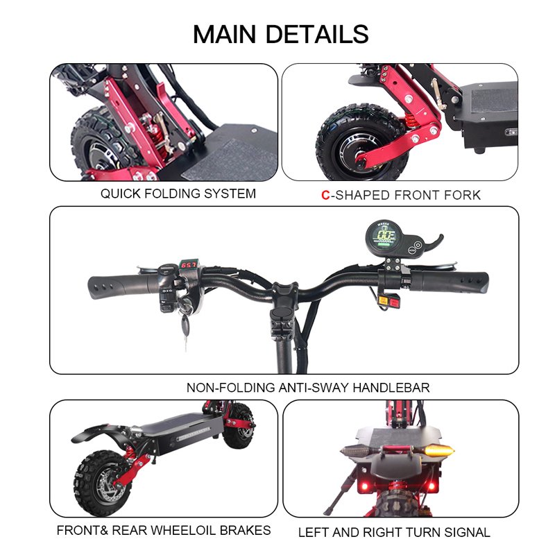 11-inch Hollow Rod Dual Drive Motor 5600w Powerful Electric Scooter
