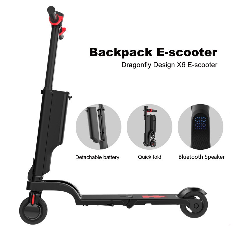 Hot sale x6 Quadruple Folding Aluminum alloy Two-wheel 250w Mini Electric Scooty Price USB 5.5 inch Backpack Electric Scooters