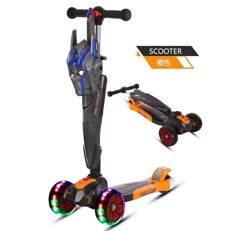 Transformers Series Autobots Toys Scooters for Kids Cool Masks with Lights Music Sword Widen Flash Wheels for 3-12 Years Old